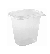 Контейнер одноразовый с крышкой 500 мл, прямоугольный, высокий (Люкс), 100 шт/уп, размер 105х82х100 мм 