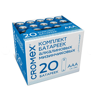 Батарейка щелочная CROMEX Alkaline / 1,5V / LR03, AАA,, мизинчиковая, 20шт
