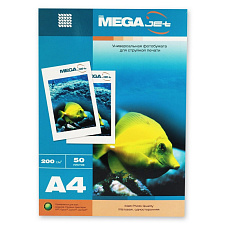 Фотобумага MEGAJET  А-4, плотность 200 г/м2, матовая, 50 листов, для струйных принтеров.