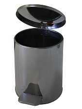 Ведро для мусора 7 л с педалью метал/хром, диаметр 20см, высота 23,5 см,  снабжено внутренним кольцом-держателем для пакета.
