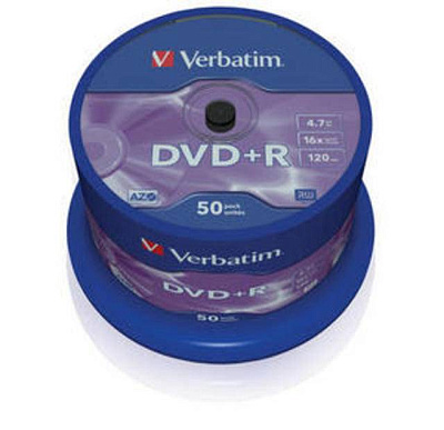 Диск DVD+R 4.7ГБ,  Cake Box 50шт/уп. Verbatim записываемый компакт-диск