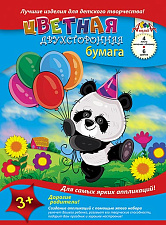 Цветная бумага Апплика "Панда" формат А-4, 4 листов 6 цветов немелованная, двухсторонняя, цвета: желтый, коричневый, зеленый, синий, красный, оранжевый, на скобе