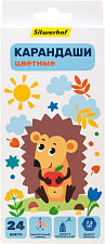 Карандаши цветные 24 цвета Silwerhof "Веселые друзья" деревянные, шестигранный, картонная упаковка с европодвесом