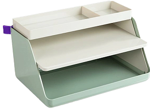 Лоток 3 отдела "Deli XDM34", горизонтальный пластиковый, размер 315х270х170мм, цвет зелёный
