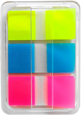 Клейкие закладки флажки пластиковые "Lamark" размер  44х20мм, 20л х 2 неоновых цвета, 60 листов в диспенсере Z-сложения