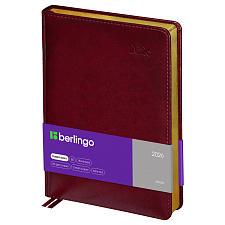 Ежедневник А4 датированный 2026  "xGold" 184 листов в линию, искусственная кожа, размер 175*250 мм, ляссе, цвет бордовый