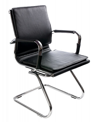 Кресло CH-993-LOW-V/Black низкая спинка. Обивка - черная экокожа. Хромированные полозья. Нагрузка до 100 кг.