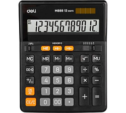 Калькулятор Deli 12 разряд. EМ888 203х158х31мм, бухгалтерский, настольный, черный