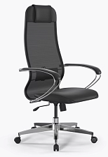 Кресло ErgoLife Sit 10. Обивка - сетка/перфорированная экокожа, цвет черный. Мягкий подголовник. Хромированная крестовина. Механизм Топ-ган. Нагрузка до 150 кг.