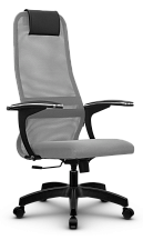 Кресло SU-BU158-8. Обивка - сетка/ткань, цвет серый. Пластиковая крестовина. Механизм Топ-ган. Нагрузка до 120 кг.