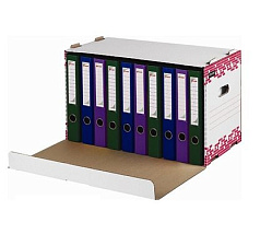 Гофро короб, откидная крышка для папок-регистраторов, гофрокартон, размер 536x330x296 мм, цвет белый/розовый