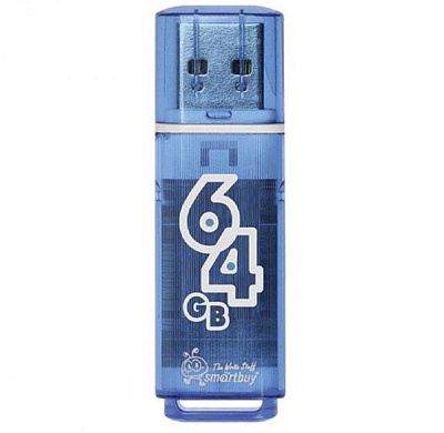 Флеш-носитель 64Gb USB2.0 SmartBuy Glossy, цвет голубой