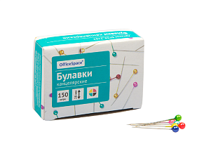 Булавки офисные OfficeSpace, 28мм, 150шт., картонная коробка