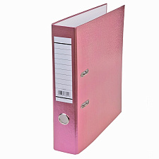 Папка-регистратор ламинированная "Metallic" ширина корешка 70мм, с арочным механизмом, цвет розовый