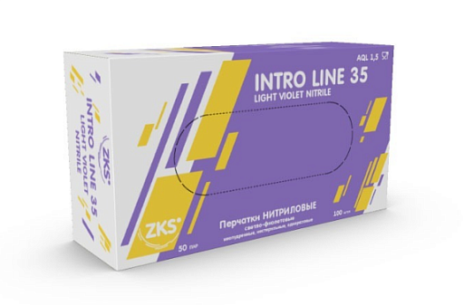 Перчатки нитриловые 50 пар/ 100 шт XL (10)/ Intro Line 35 неопудренные светло-фиолетовые, предназначены для работы в пищевой, химической, медицинской отраслях. Вес пары - 7 г.