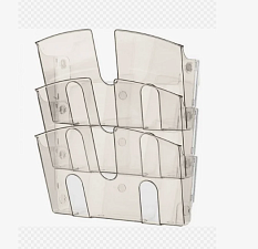 Лоток-буклетница пластиковая  А4 "Uniplast" навесной, размер 34 см х 22 см х 10 см, цвет прозрачный ,цена за 1 шт.