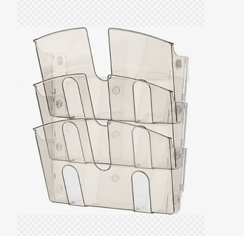 Лоток-буклетница пластиковая  А4 "Uniplast" навесной, размер 34 см х 22 см х 10 см, цвет прозрачный ,цена за 1 шт.