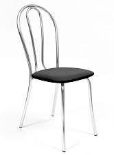 Стул Римский. Обивка - чёрная экокожа. Хромированный металлический каркас. Нагрузка до 120 кг