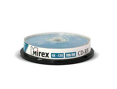 Диск CD-RW Mirex 700Mb 12x Cake Box 10шт/уп UL121002A8L перезаписываемый компакт-диск
