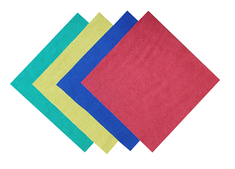 Салфетка из микрофибры 40х40 см универсальная, с полиуретановоым покрытием 1 шт/уп, плотность 250гр/м2, ультразвуковая обработка края, цвет желтый 