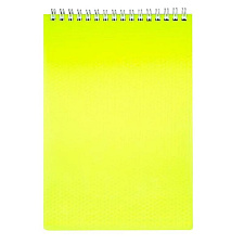 Блокнот формат А-5, 80 листов "Diamond neon" Желтый, блок в клетку, пластиковая обложка, на спирали, цвет желтый