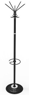 Вешалка напольная "Класс-С3" 10 крючков, цвет черный. Высота 1840 мм. Диаметр основания 395 мм.