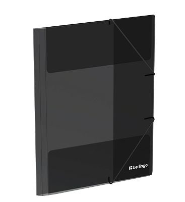 Папка на резинке Berlingo No Secret пластиковая, А4, корешок шириной 32 мм, толщина 600 мкр, цвет полупрозрачная черная 