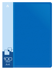 Папка 100 файлов цвет синий, размер 310х230х64мм толщина 700 мкр с торцевым карманом
