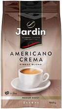 Кофе в зернах, мягкая упаковка 1кг, 90% Арабика 10% Робуста, JARDIN Americano Crema