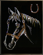 Картина с кристаллами Swarovski "Лошадь и подкова", Размер: 30*40 см., арт.1376
