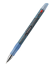 Ручка шариковая Stabilo Exam Grade 587 F, масляный синий стержень, пишущий узел-игла 0,38 мм, корпус черный/голубой, резиновая манжетка, в блистере