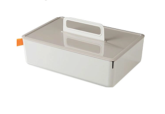 Подставка для канцелярских мелочей 4 отделения Deli XDM16, пластик, светло серый, размеры 317х212х142,5мм