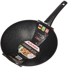 Сковорода - Wok d=28 см KUKMARA  свкмт280а, алюминий, антипригарное покрытие, темный мрамор