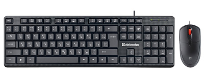 Набор проводная клавиатура и мышь Defender Line C-511 USB, тонкая клавиатура, длина провода 1,8м, размер клавиатуры 436х144х15мм, цвет черный
