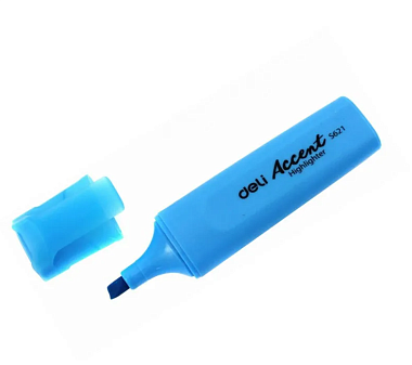 Маркер текстовыделитель Deli Accent ES621BLUE, скошенный наконечник, толщина линии от 1 до 5 мм, цвет голубой