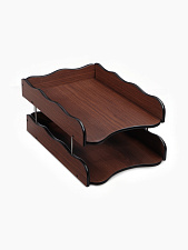 Лоток 2 отдела горизонтальный деревянный на металлических стержнях, размеры 235х350х40 мм, цвет венге