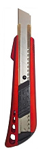 Нож канцелярский   18мм с фиксатором, с металл. направляющими и корпус soft touch, цвет красный, Lamark