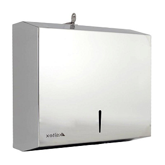 Полотенцедержатель для листовых полотенец V- сложения KSITEX TH-5823 SSN, рассчитан на 2-е упаковки полотенец, Нержавеющая сталь. Замок. Размеры: 265х267х125 мм, цвет блестящий хром