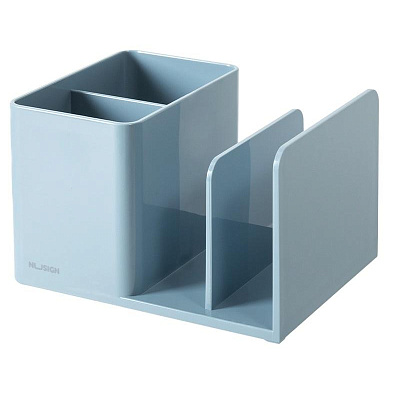 Подставка для канцелярских мелочей Deli Nusign ENS950-blue, стакан квадратный, размер 120*155*96мм, пластик, цвет голубой