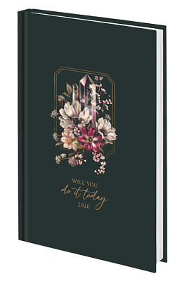 Ежедневник А5 датированный 2026 "STAFF" 160 листов в линию, 7БЦ, размер 145х215 мм, цвет черный