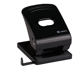 Дырокол до 40 листов с линейкой, Lamark Metallic,  металлический корпус, 2 отверстия, цвет чёрный