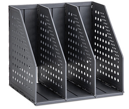 Вертикальный накопитель 3 отдела  Deli 79003black, формат А5,  пластик, складной, размеры 150х200х180мм, цвет тёмно-серый