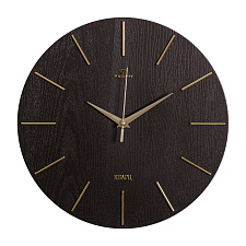Часы настенные круглые Рубин Классика, пластик, диаметр 30 см, плавный ход, цвет коричневый с золотом