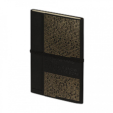 Ежедневник А5 недатированный "Bruno Visconti BILBAO" 96 листов в точку, 130х208мм, цвет черный/золотой, скругленные уголки, искусственная кожа, на резинке
