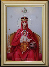 Картина с кристаллами Swarovski "Икона Божией Матери Державная" малая, размер 12,3*17,5 см