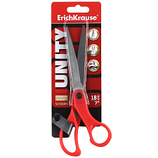 Ножницы 180 мм ErichKrausе "Unity Asymmetric" пластиковые ручки, красный