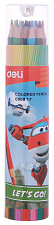 Карандаши цветные 18 цветов Deli Super Wings EC00817 Тополь, деревянные, шестигранные, диаметр 8 мм, пластиковая туба 