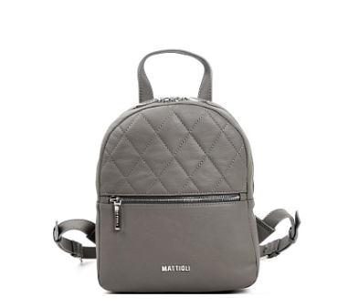 Рюкзак женский из натуральной кожи MATTIOLI 012-23C, размер 21x26x9 см, цвет серый

