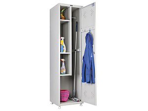 Шкаф для инвентаря усиленный ML-11-50U (LS- 11-50) Размер: 1830х500х500 мм (ВхШхГ) Вес: 26 кг. Наличие яруса на три полки, перекладины с крючками и  держателя для швабры. Поставляются в разобранном виде. ЗАКАЗНАЯ ПОЗИЦИЯ  