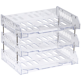 Лоток 3 отдела "Стамм Сити" горизонтальный пластиковй, на металлических стержнях, размеры 247х334х232мм, цвет прозрачный